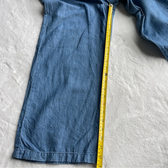 Madewell Chambray Muralist Jumpsuit Womens sz 00 Blue Denim Cotton Linen Cropped - Picture 7 of 16